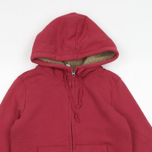 Uniqlo Womens Red Cotton Full Zip Hoodie Size S Zip