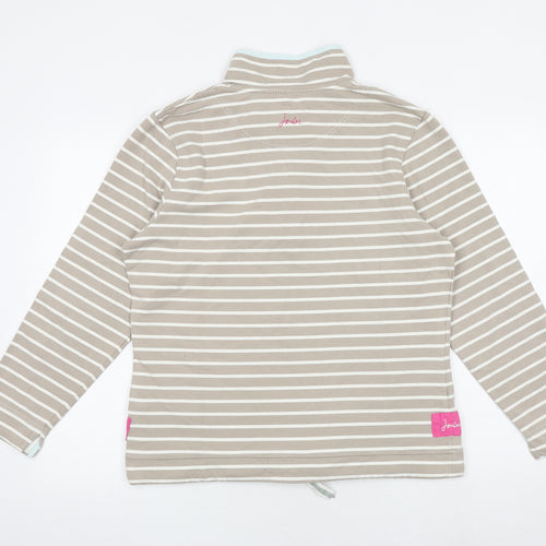 Joules Womens Brown Striped 100% Cotton Pullover Sweatshirt Size 16 Button