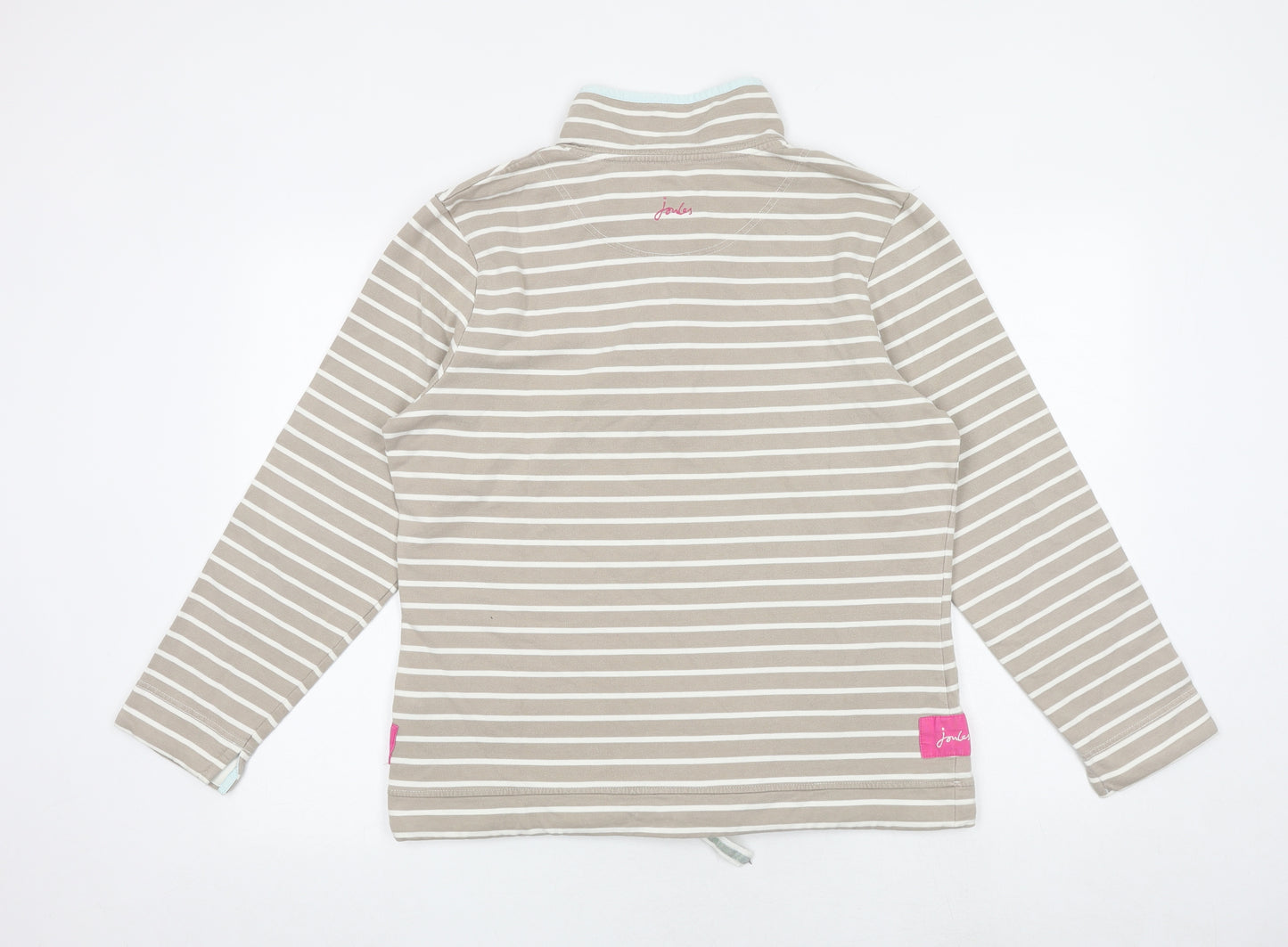 Joules Womens Brown Striped 100% Cotton Pullover Sweatshirt Size 16 Button