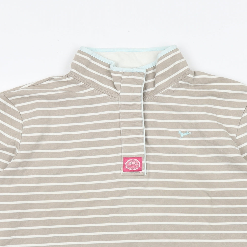 Joules Womens Brown Striped 100% Cotton Pullover Sweatshirt Size 16 Button
