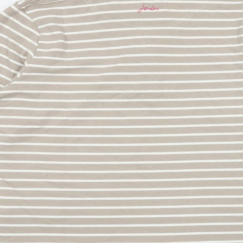 Joules Womens Brown Striped 100% Cotton Pullover Sweatshirt Size 16 Button