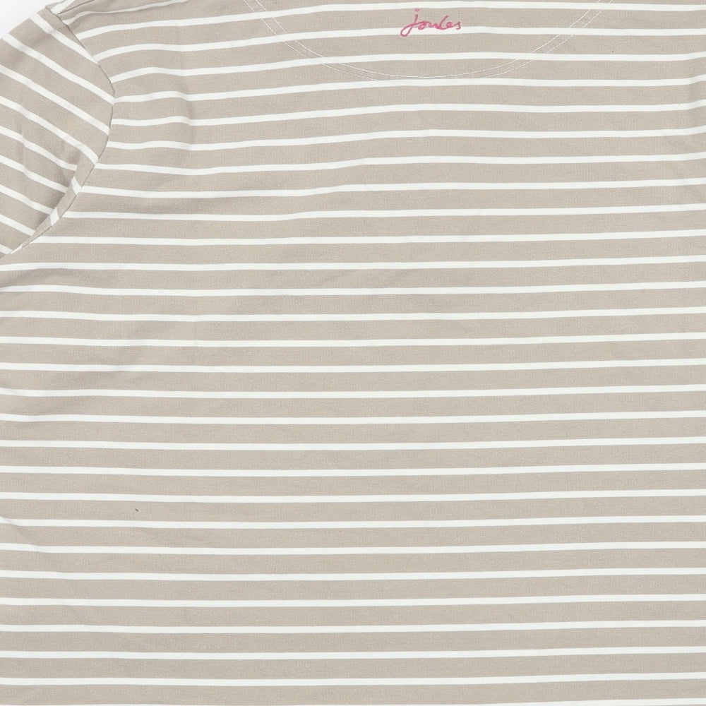 Joules Womens Brown Striped 100% Cotton Pullover Sweatshirt Size 16 Button