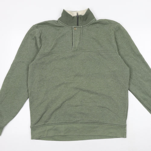 Orvis Mens Green Cotton Henley Sweatshirt Size M