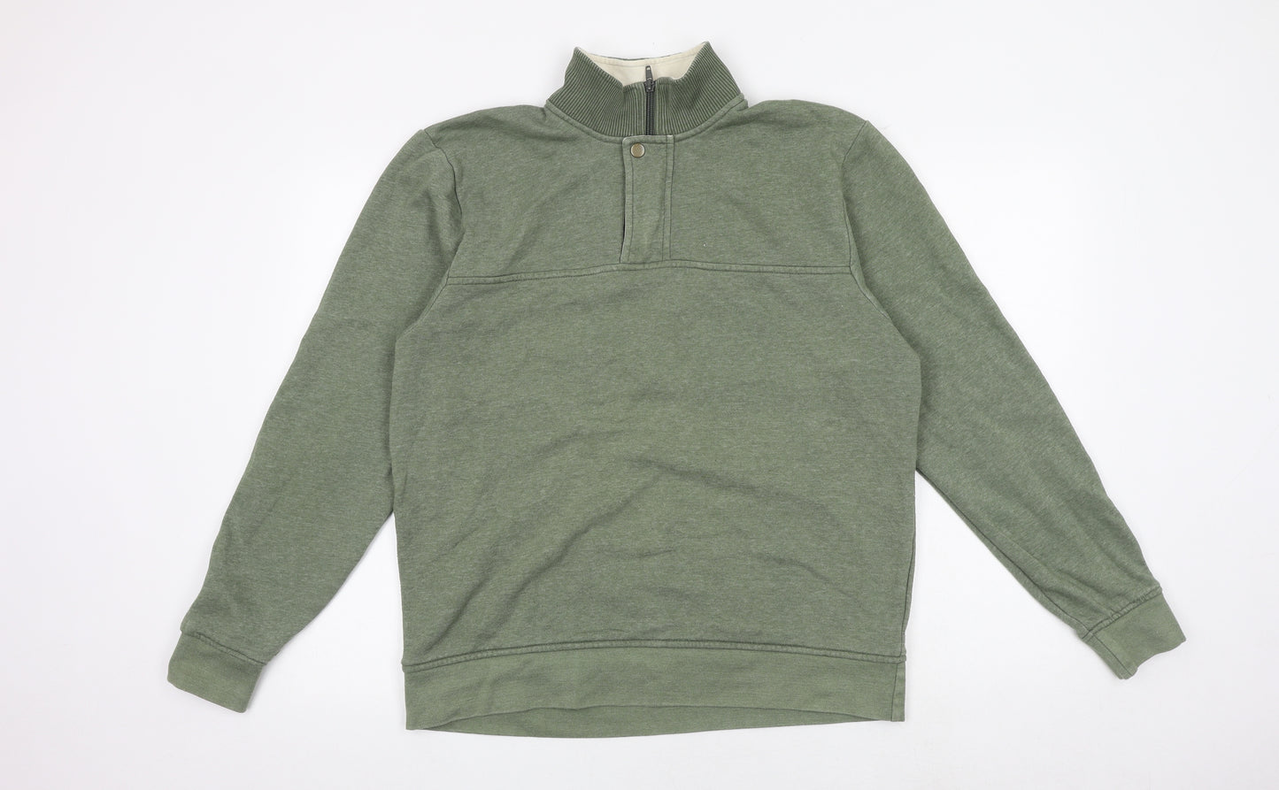 Orvis Mens Green Cotton Henley Sweatshirt Size M
