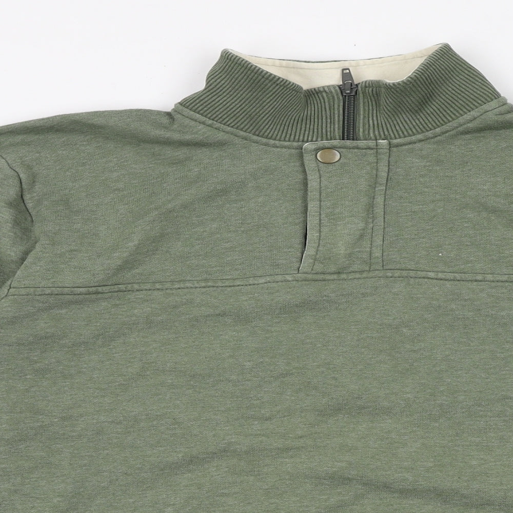 Orvis Mens Green Cotton Henley Sweatshirt Size M