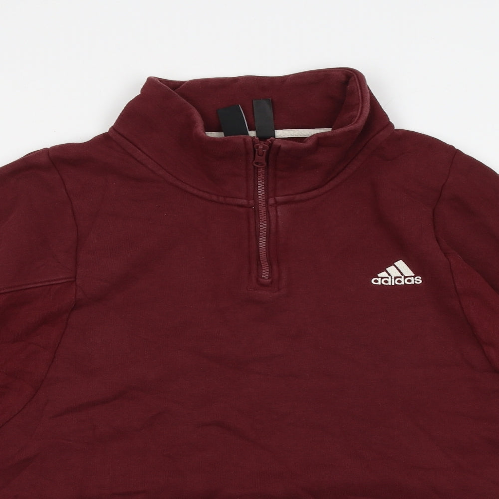 adidas Mens Red Cotton Henley Sweatshirt Size L