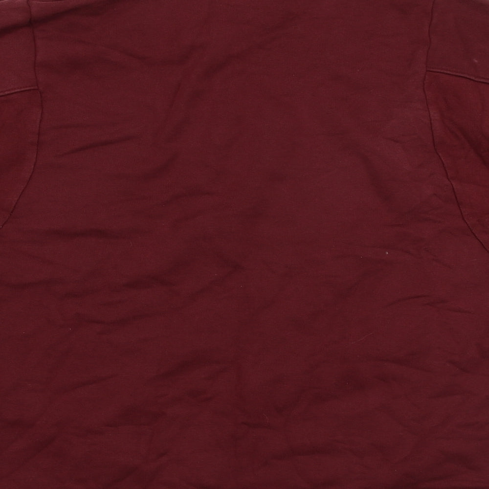 adidas Mens Red Cotton Henley Sweatshirt Size L