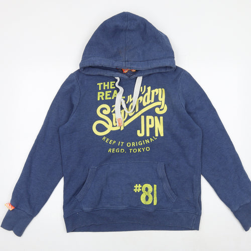 Superdry Womens Blue Cotton Pullover Hoodie Size XL Pullover