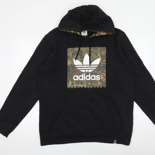 adidas Mens Black Camouflage Cotton Pullover Hoodie Size XL