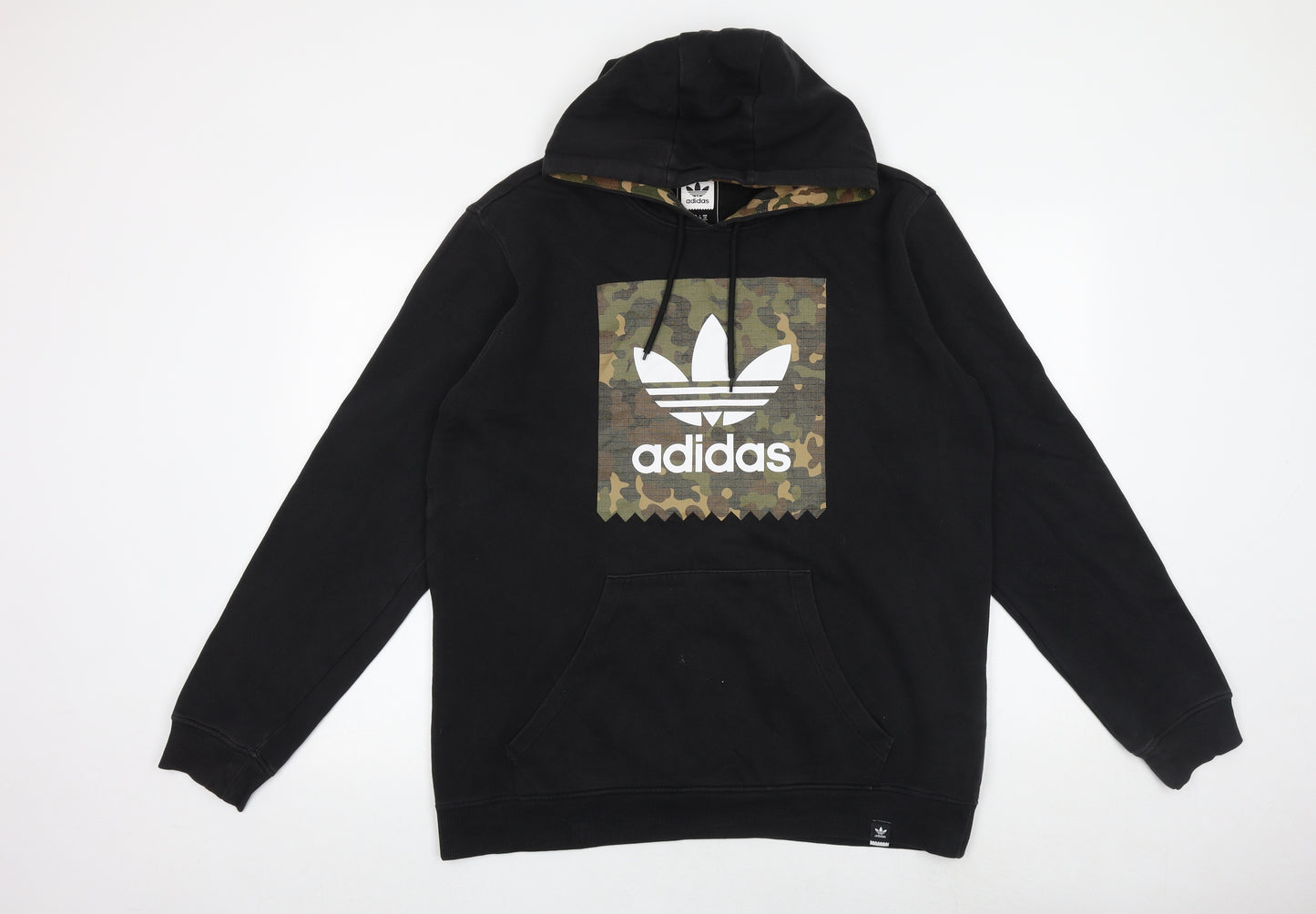 adidas Mens Black Camouflage Cotton Pullover Hoodie Size XL