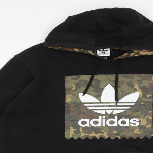 adidas Mens Black Camouflage Cotton Pullover Hoodie Size XL