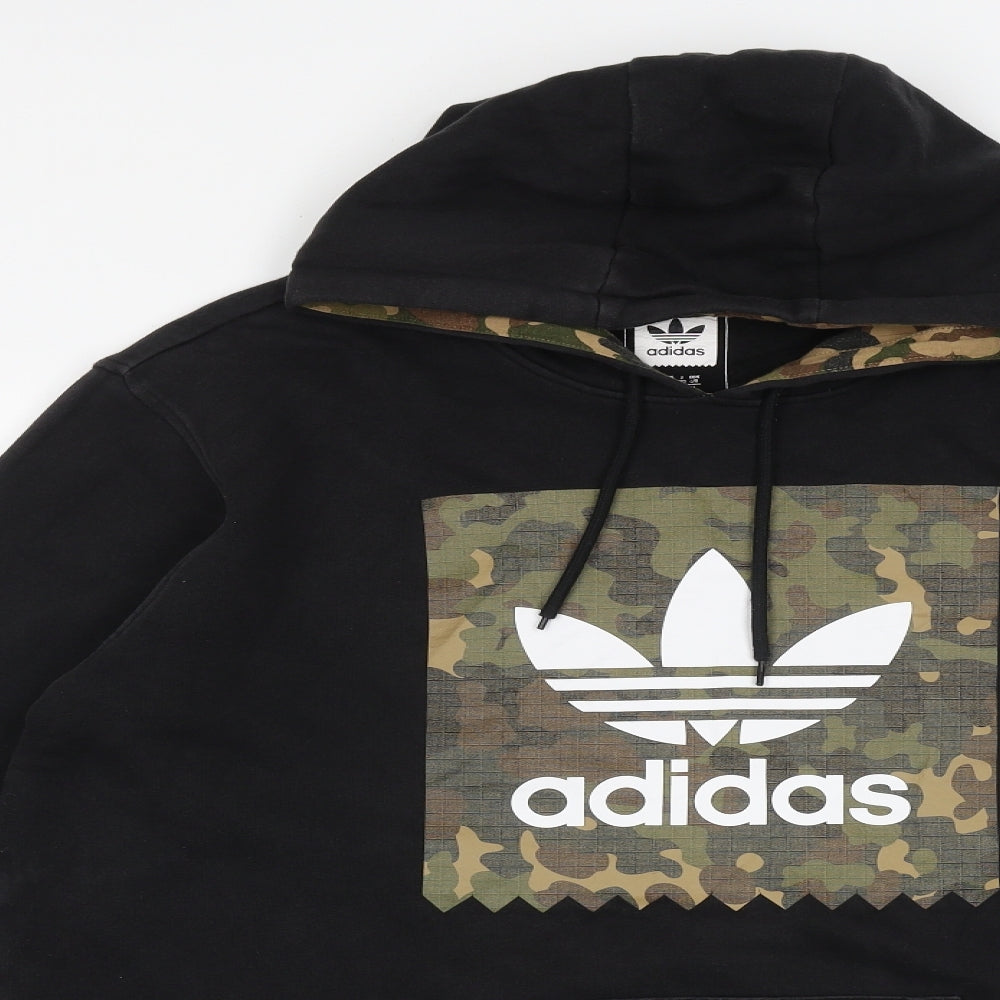 adidas Mens Black Camouflage Cotton Pullover Hoodie Size XL