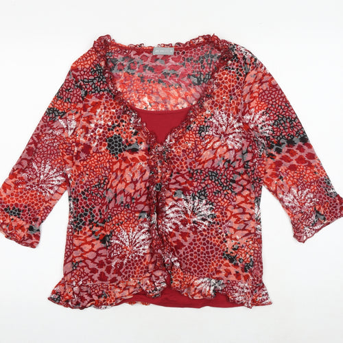 Per Una Womens Multicoloured Geometric Polyester Basic Blouse Size 16 Round Neck