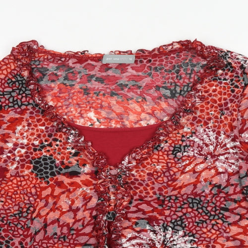 Per Una Womens Multicoloured Geometric Polyester Basic Blouse Size 16 Round Neck