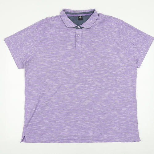 Cotton Traders Mens Purple Cotton Polo Size 2XL Collared Button