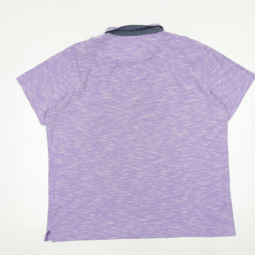 Cotton Traders Mens Purple Cotton Polo Size 2XL Collared Button