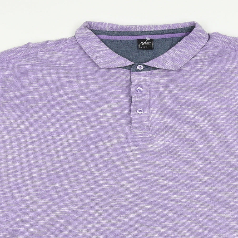 Cotton Traders Mens Purple Cotton Polo Size 2XL Collared Button