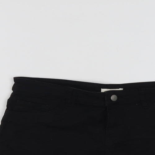 H&M Womens Black Cotton Hot Pants Shorts Size 10 L3 in Regular Button