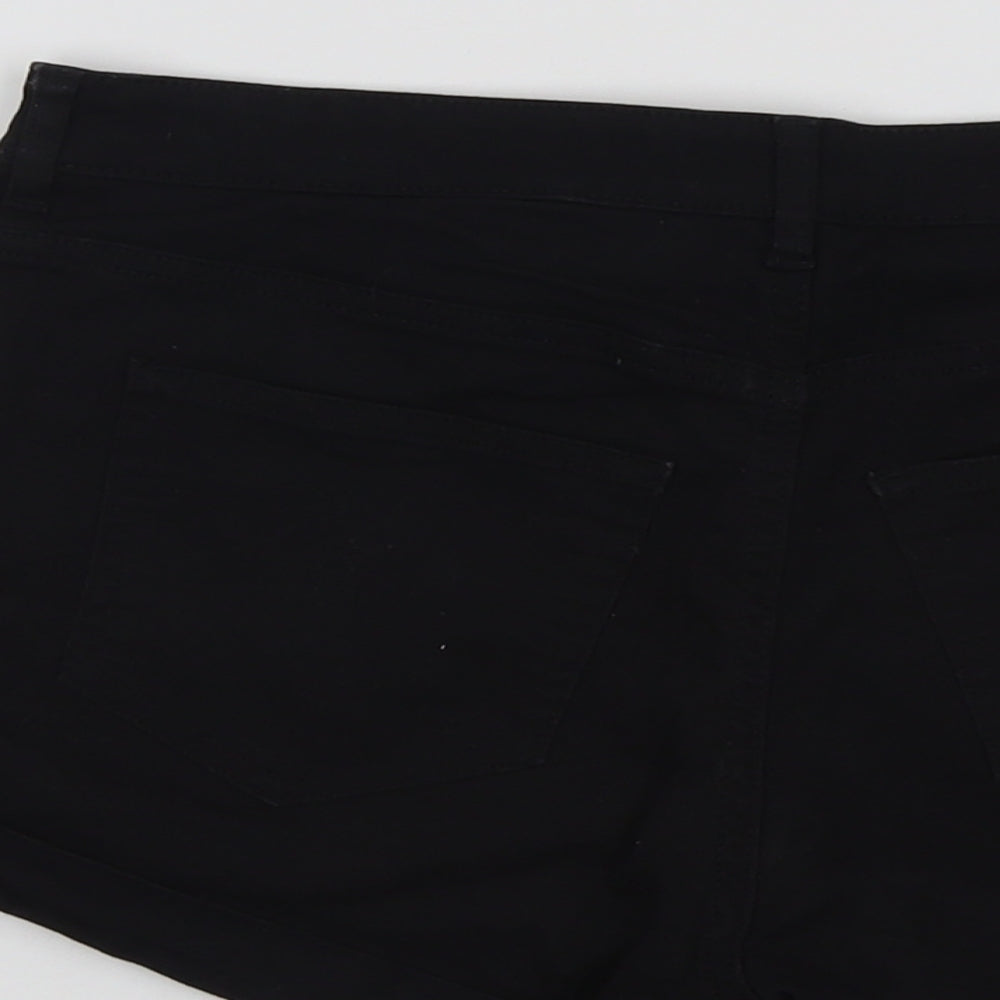 H&M Womens Black Cotton Hot Pants Shorts Size 10 L3 in Regular Button