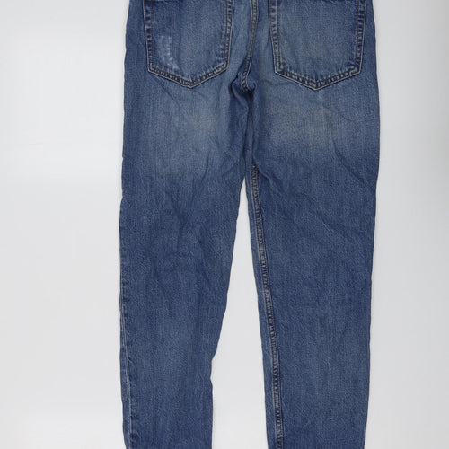 Topshop Womens Blue Cotton Straight Jeans Size 24 in L25 in Regular Button