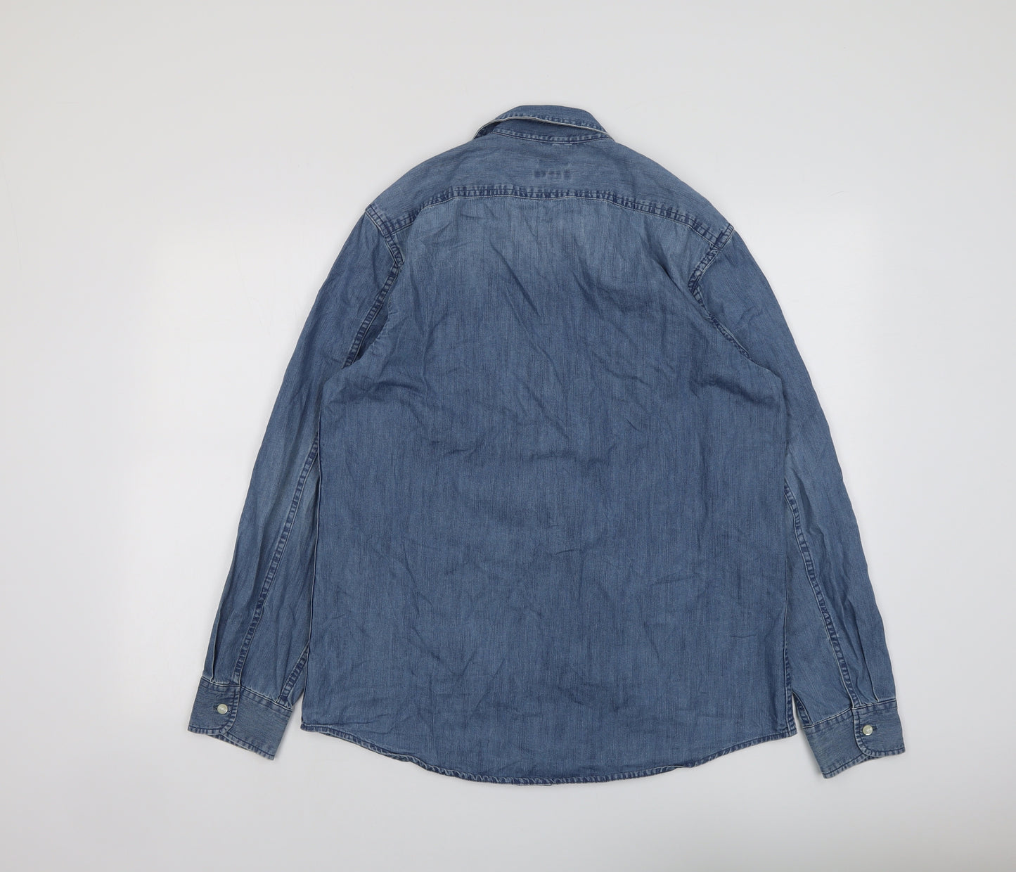 Gap Mens Blue Cotton Button-Up Size M Collared Button