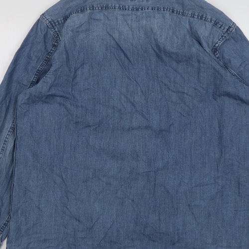 Gap Mens Blue Cotton Button-Up Size M Collared Button