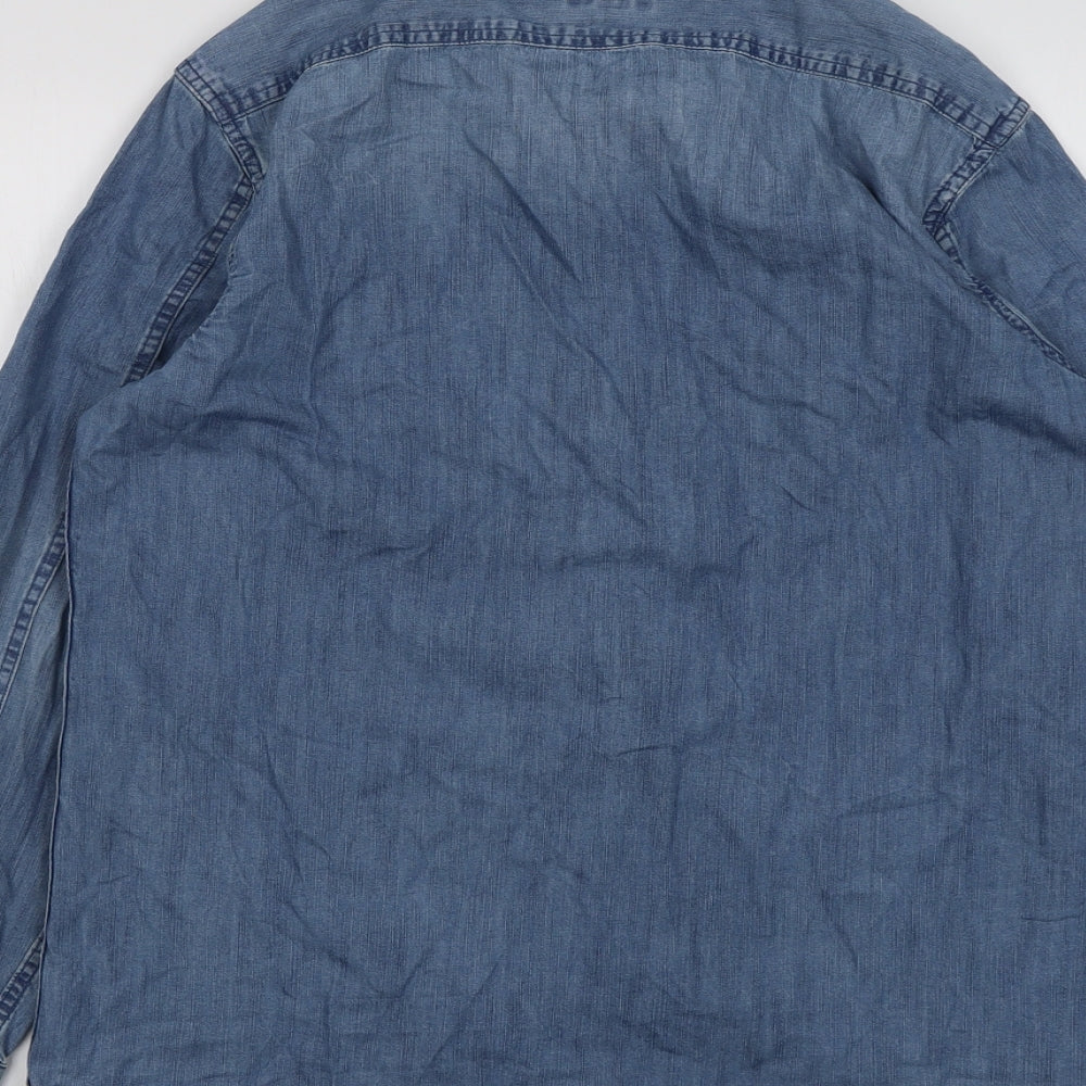 Gap Mens Blue Cotton Button-Up Size M Collared Button