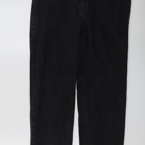New Look Womens Grey Cotton Straight Jeans Size 12 L28 in Regular Button