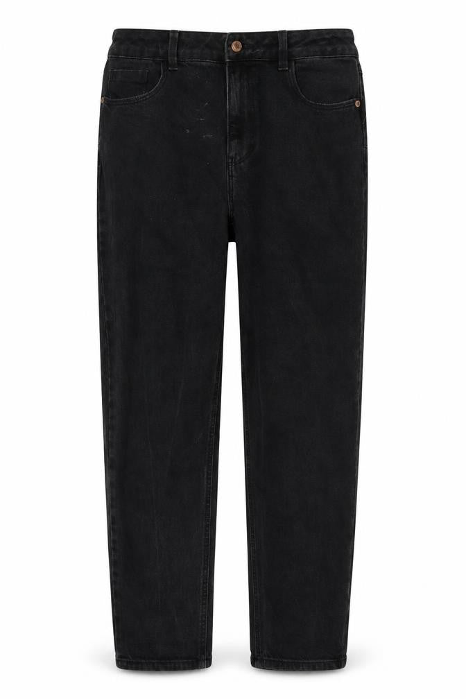 New Look Womens Grey Cotton Straight Jeans Size 12 L28 in Regular Button