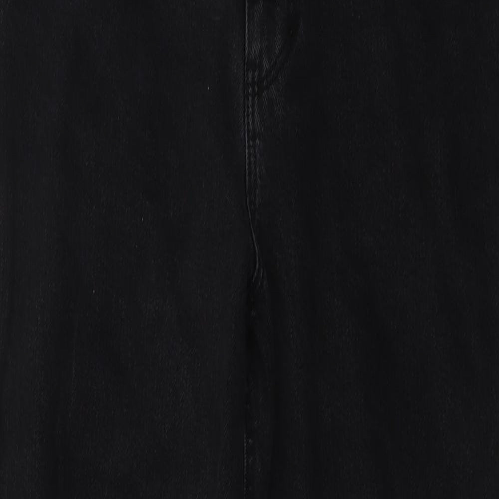 New Look Womens Grey Cotton Straight Jeans Size 12 L28 in Regular Button