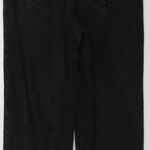 New Look Womens Grey Cotton Straight Jeans Size 12 L28 in Regular Button