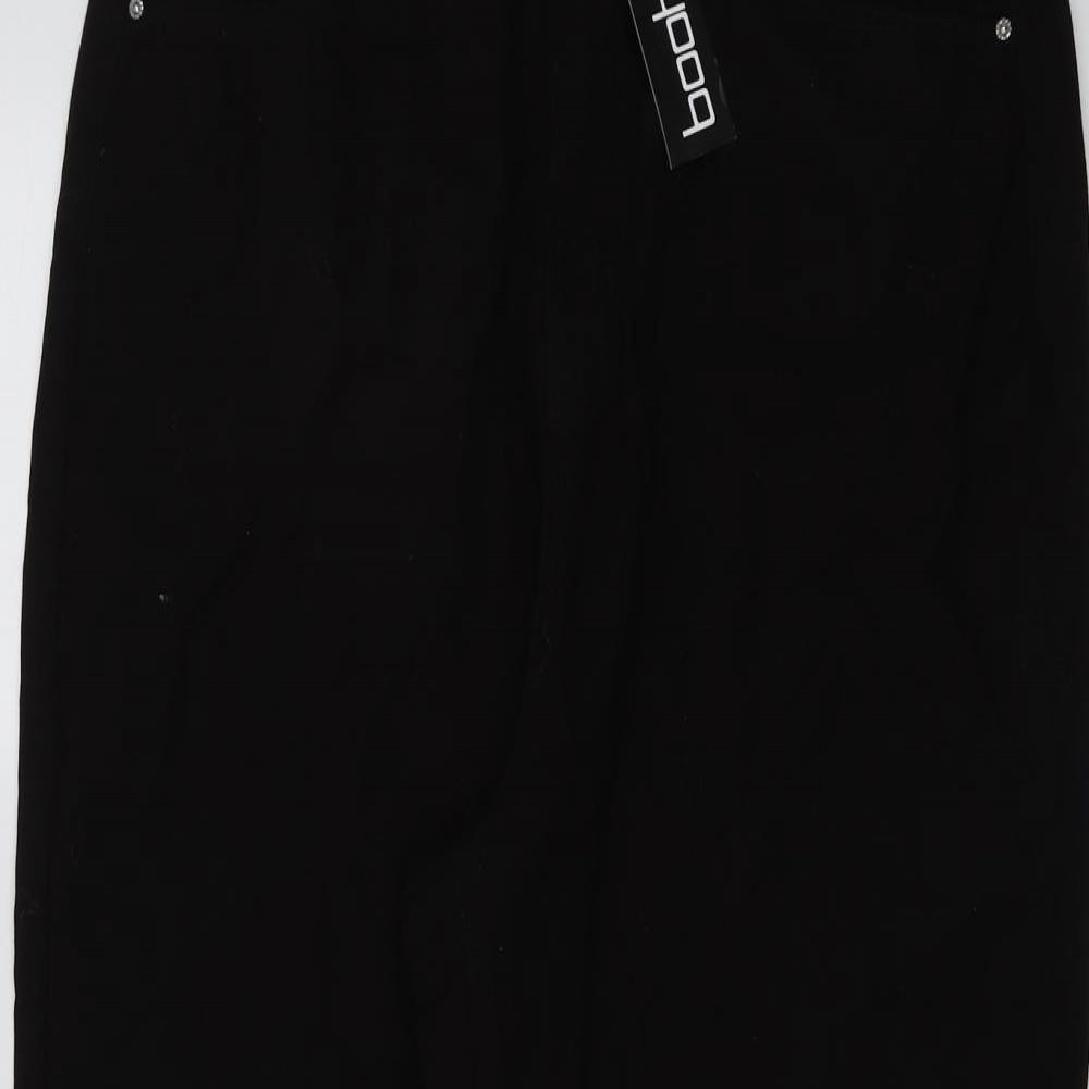 Boohoo Womens Black Cotton Straight Jeans Size 16 L27 in Regular Button