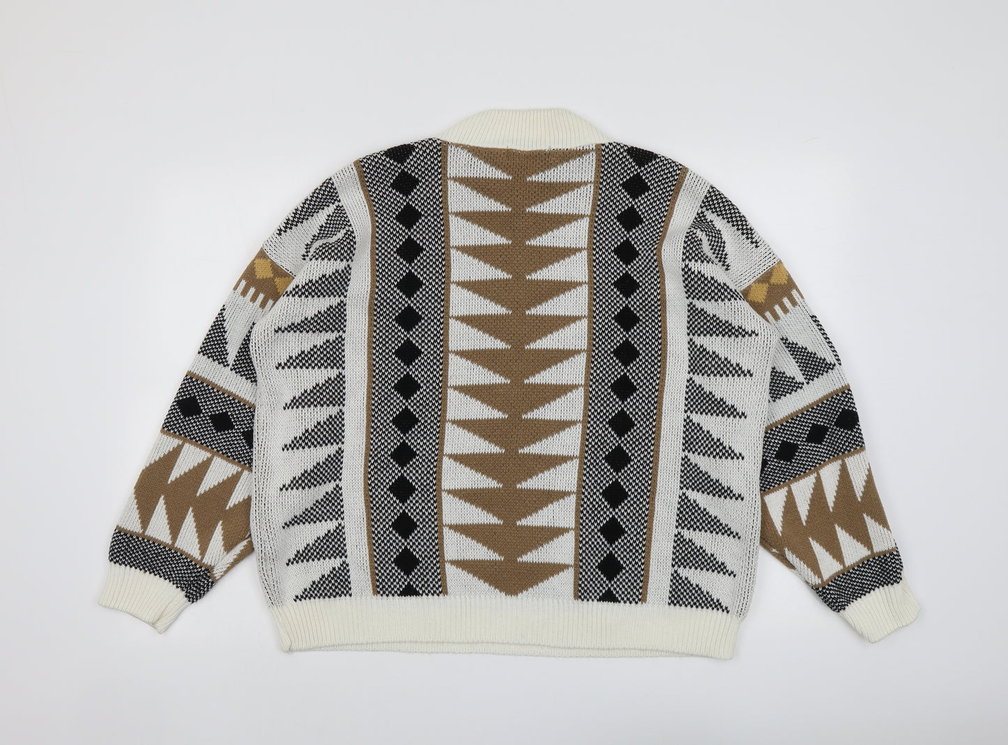 In the Style Womens Multicoloured Round Neck Geometric Acrylic Pullover Jumper Size 10