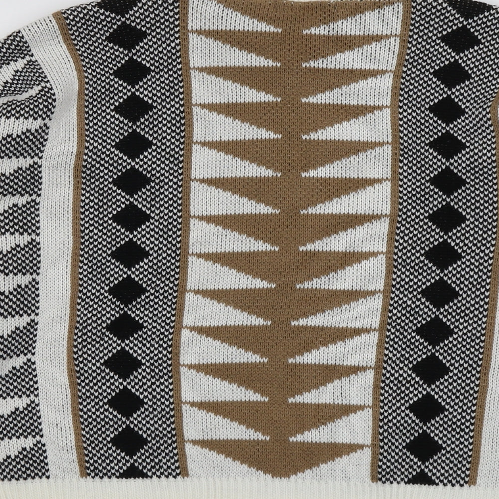 In the Style Womens Multicoloured Round Neck Geometric Acrylic Pullover Jumper Size 10