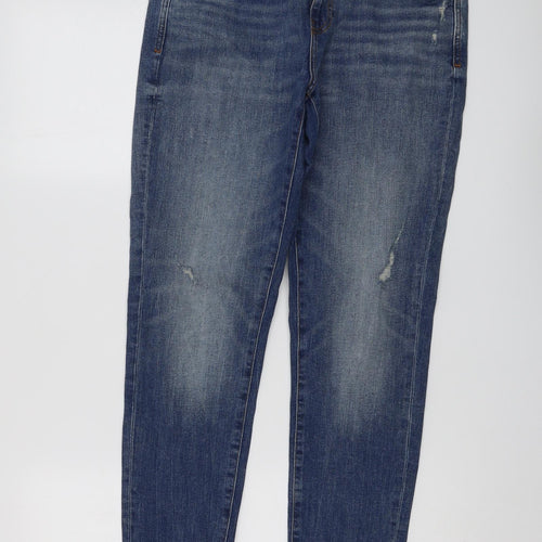 Zara Womens Blue Cotton Skinny Jeans Size 12 L27 in Regular Button
