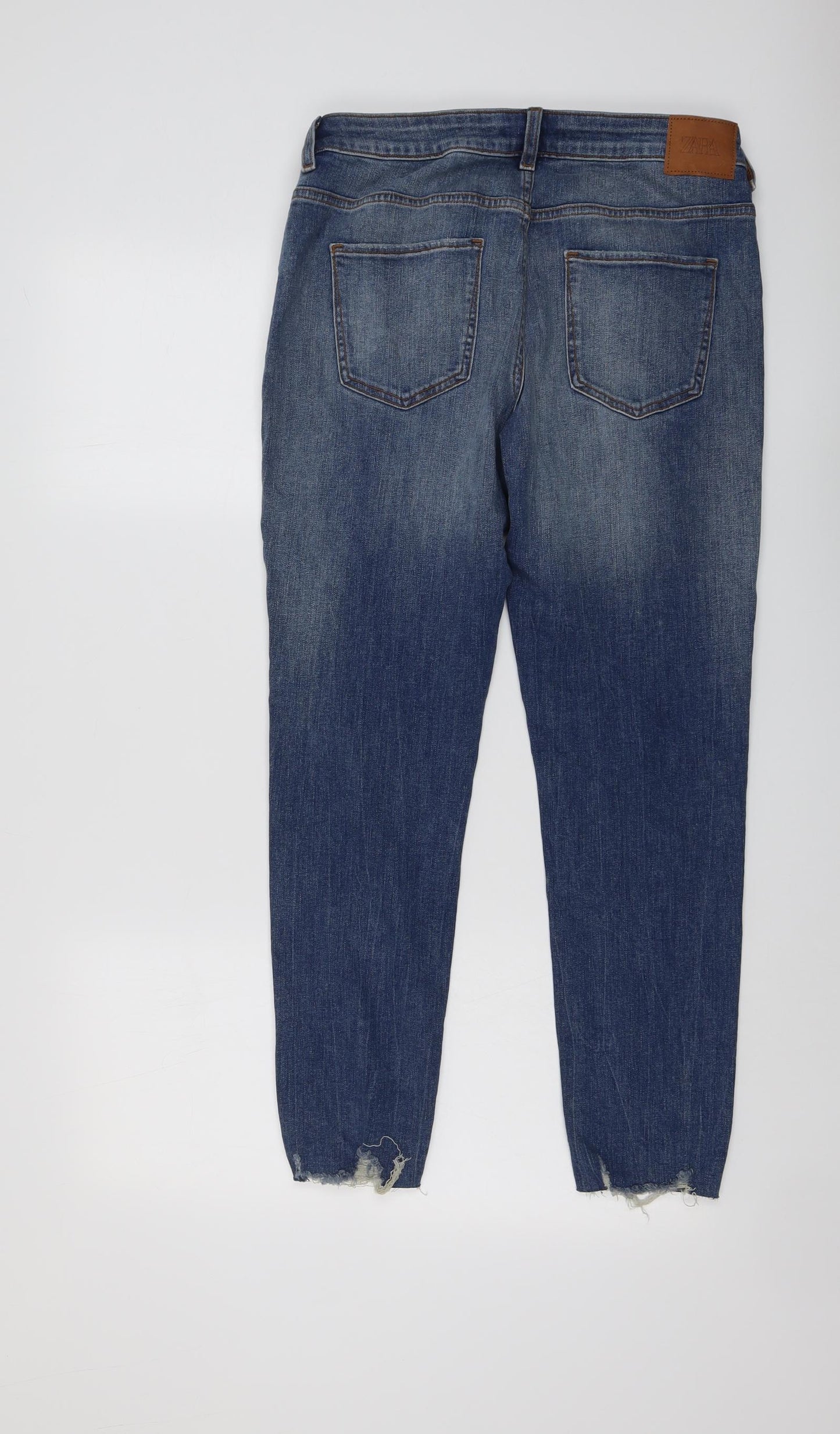 Zara Womens Blue Cotton Skinny Jeans Size 12 L27 in Regular Button
