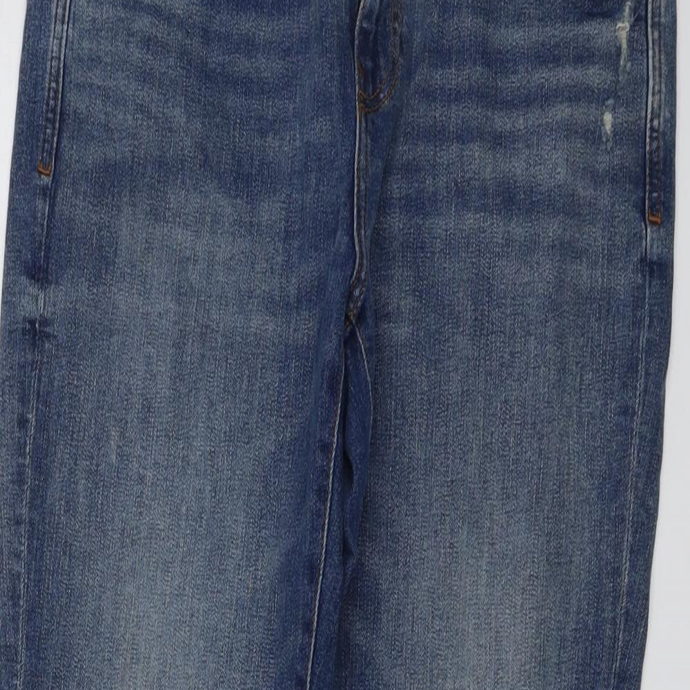Zara Womens Blue Cotton Skinny Jeans Size 12 L27 in Regular Button