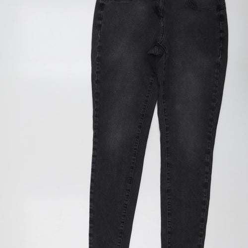 NEXT Womens Grey Cotton Skinny Jeans Size 12 L29 in Regular Button