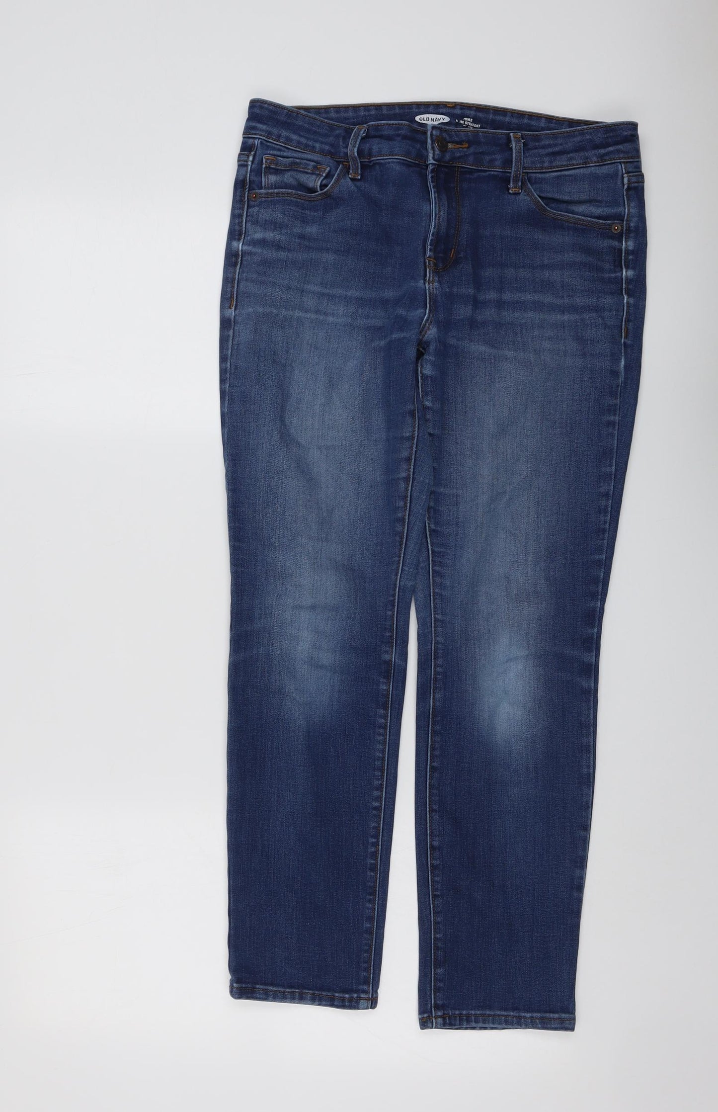 Old Navy Womens Blue Cotton Straight Jeans Size 6 L27 in Regular Button