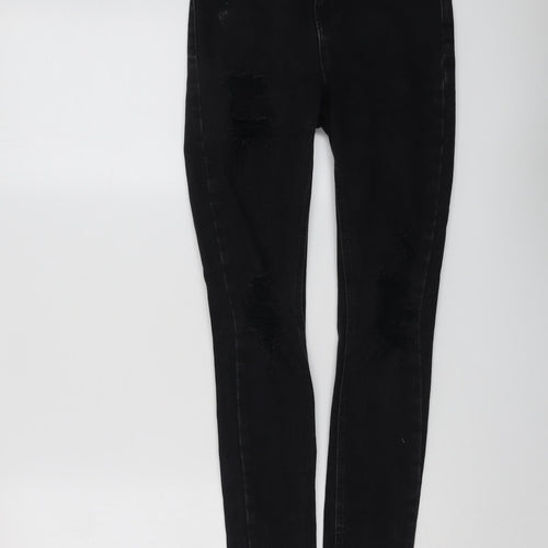 New Look Girls Black Cotton Skinny Jeans Size 13 Years Regular Button - Distressed Hems