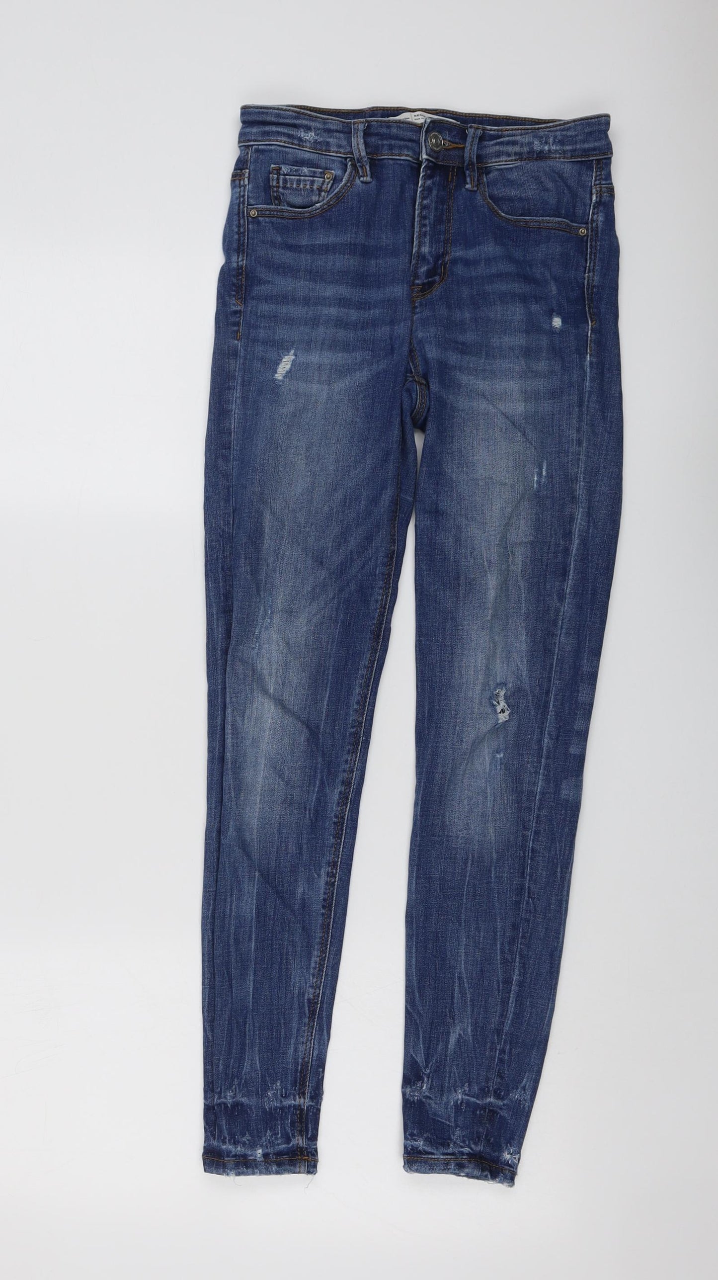 Stradivarius Womens Blue Cotton Skinny Jeans Size 6 L27 in Regular Button