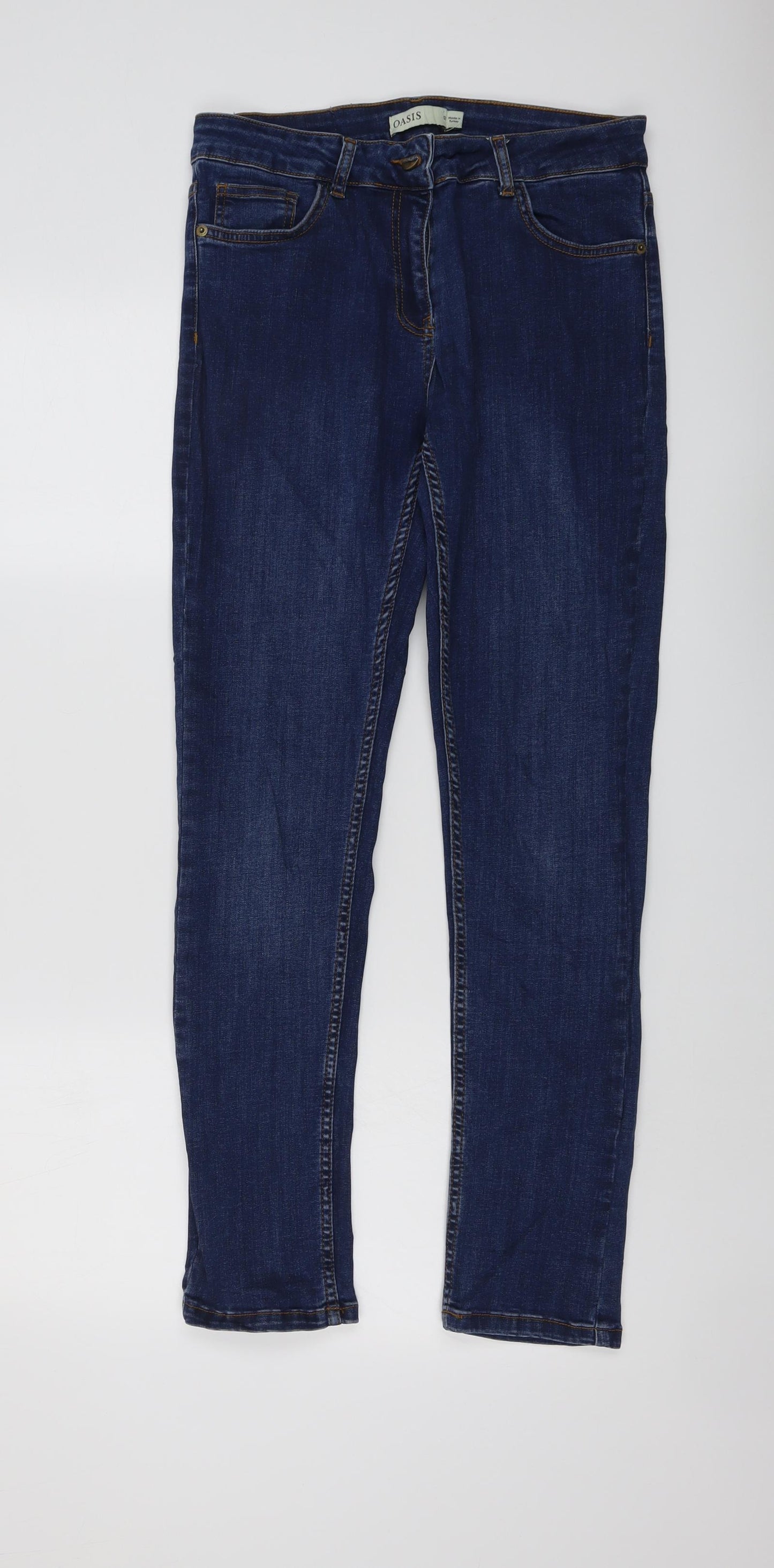 Oasis Womens Blue Cotton Skinny Jeans Size 12 L29 in Regular Button