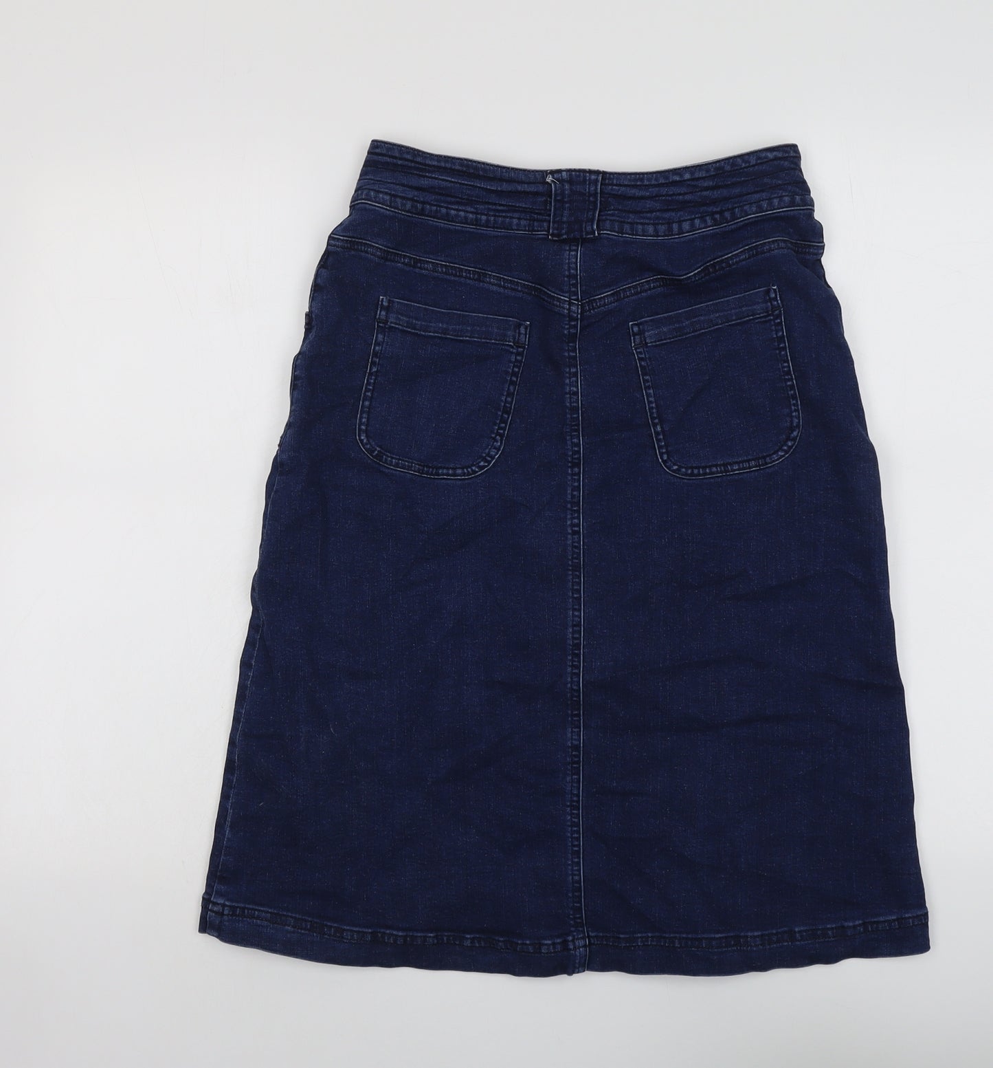 Blue 73 Womens Blue Cotton A-Line Skirt Size 10 Button