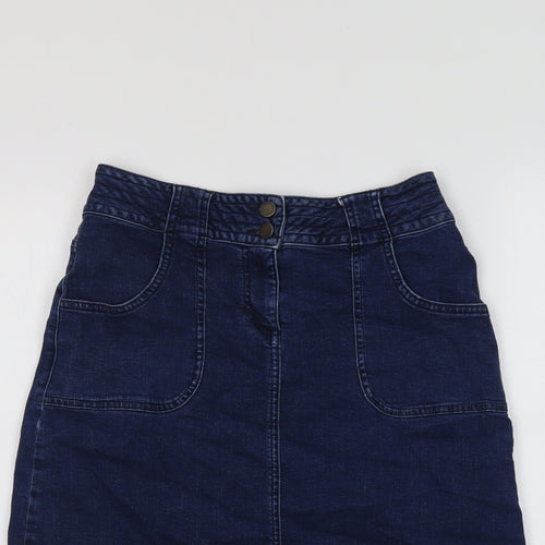 Blue 73 Womens Blue Cotton A-Line Skirt Size 10 Button