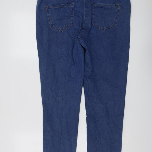 Bonmarché Womens Blue Cotton Skinny Jeans Size 16 L29 in Regular Button