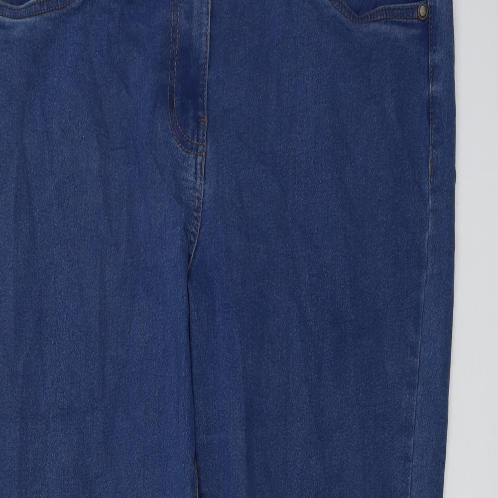 Bonmarché Womens Blue Cotton Skinny Jeans Size 16 L29 in Regular Button
