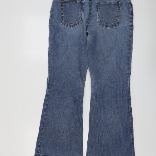 Marks and Spencer Womens Blue Cotton Bootcut Jeans Size 12 L27 in Regular Button