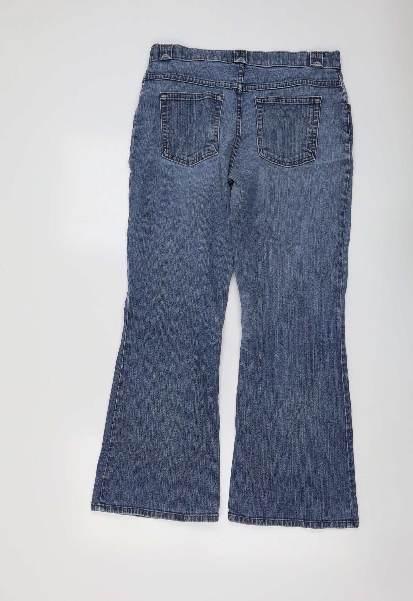 Marks and Spencer Womens Blue Cotton Bootcut Jeans Size 12 L27 in Regular Button