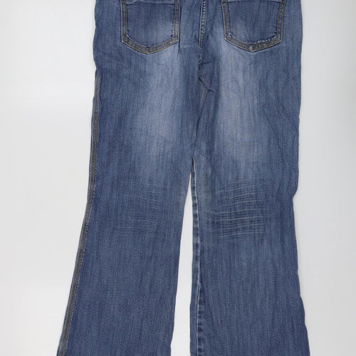 NEXT Womens Blue Cotton Bootcut Jeans Size 12 L28 in Regular Button