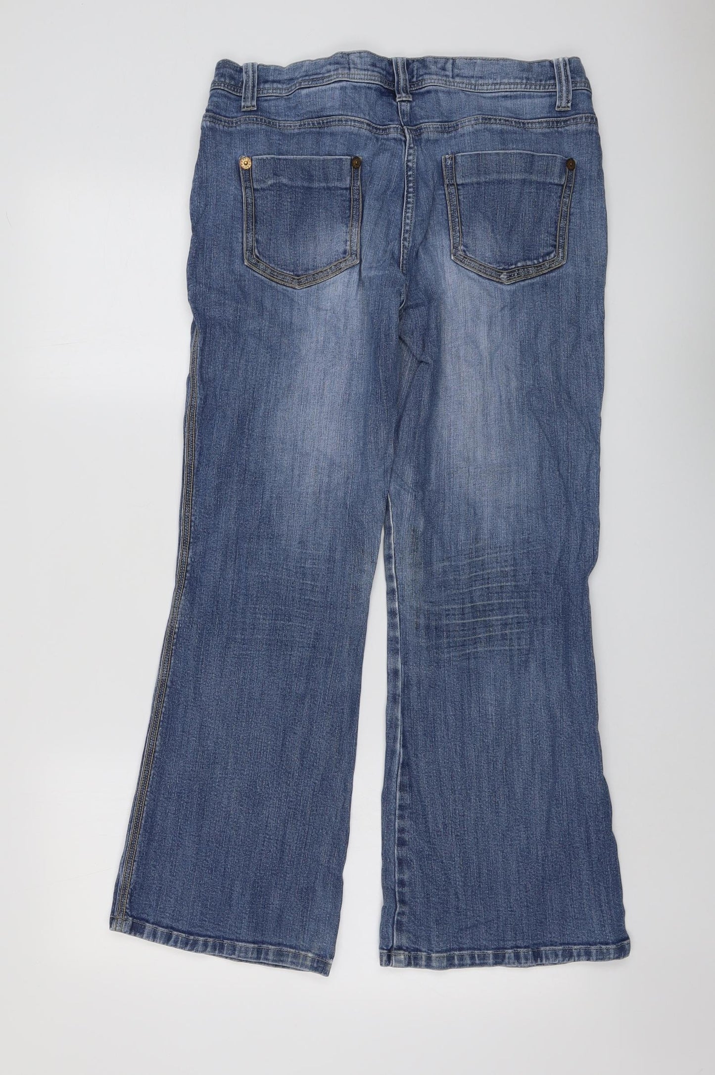 NEXT Womens Blue Cotton Bootcut Jeans Size 12 L28 in Regular Button